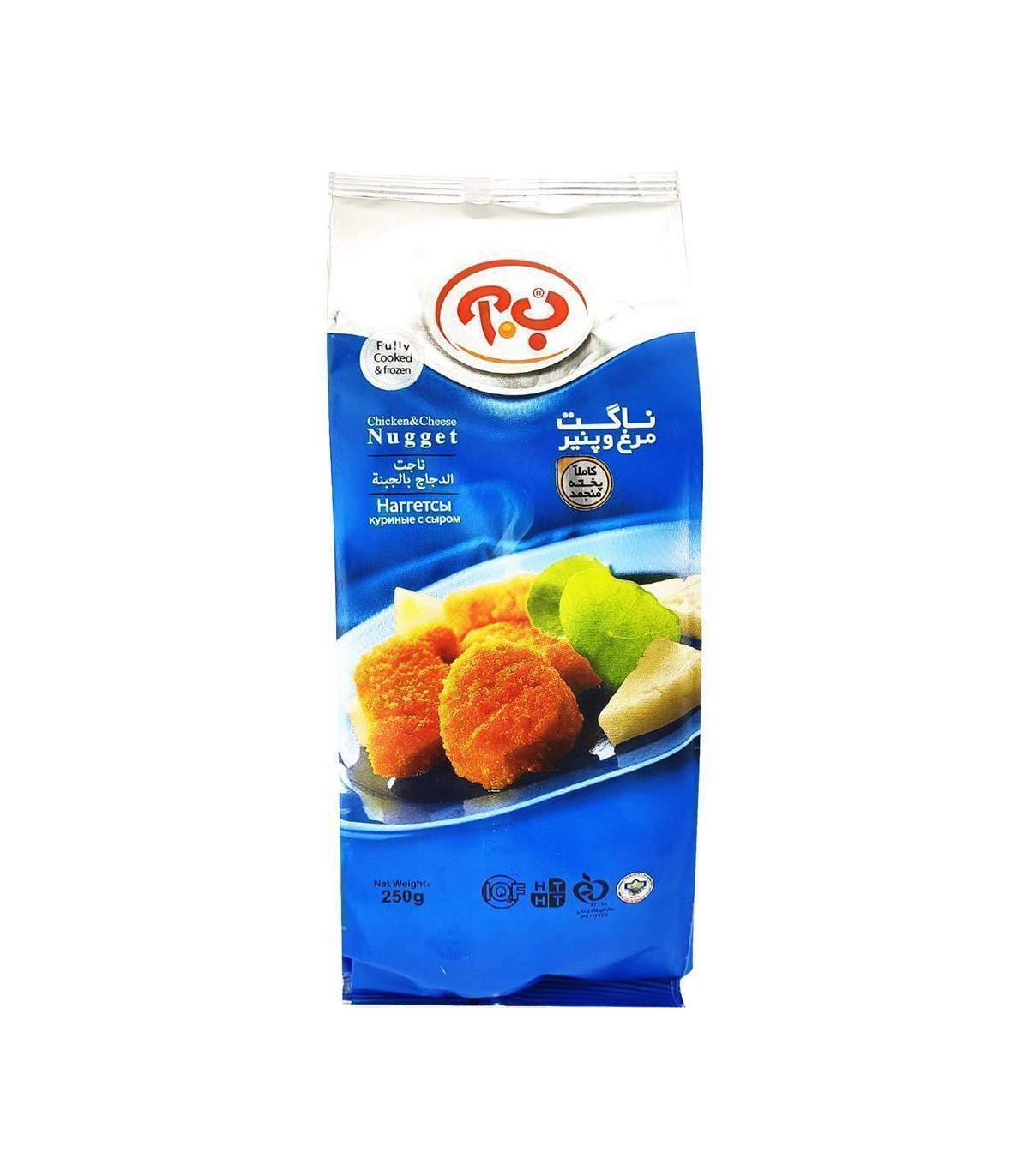 ناگت مرغ و پنير250 گرم ب.آ