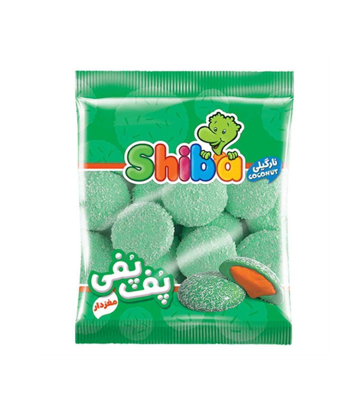 پف پفي 50 گرم نارگيلي مغزدار شيبا